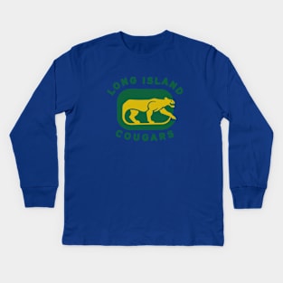 Vintage Long Island  Cougars Hockey Kids Long Sleeve T-Shirt